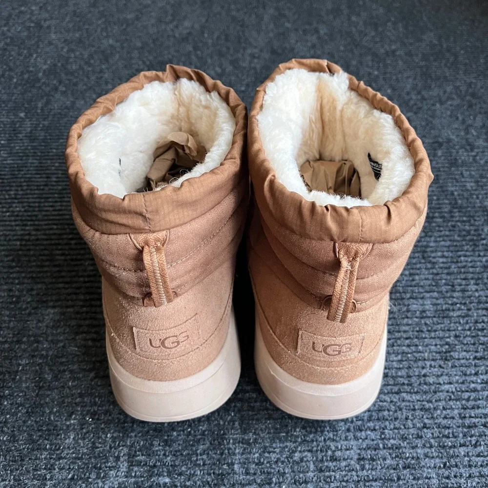 UGG Classic Maxi Mini Boots Mens 13 Chestnut Brown Puffer Quilted Platform Ankle